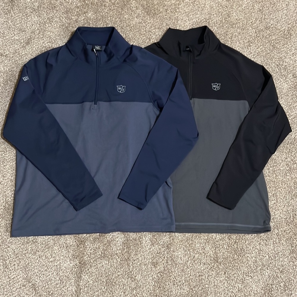 Lot of 2 Wilson Golf Quarter Zips, black, blue
